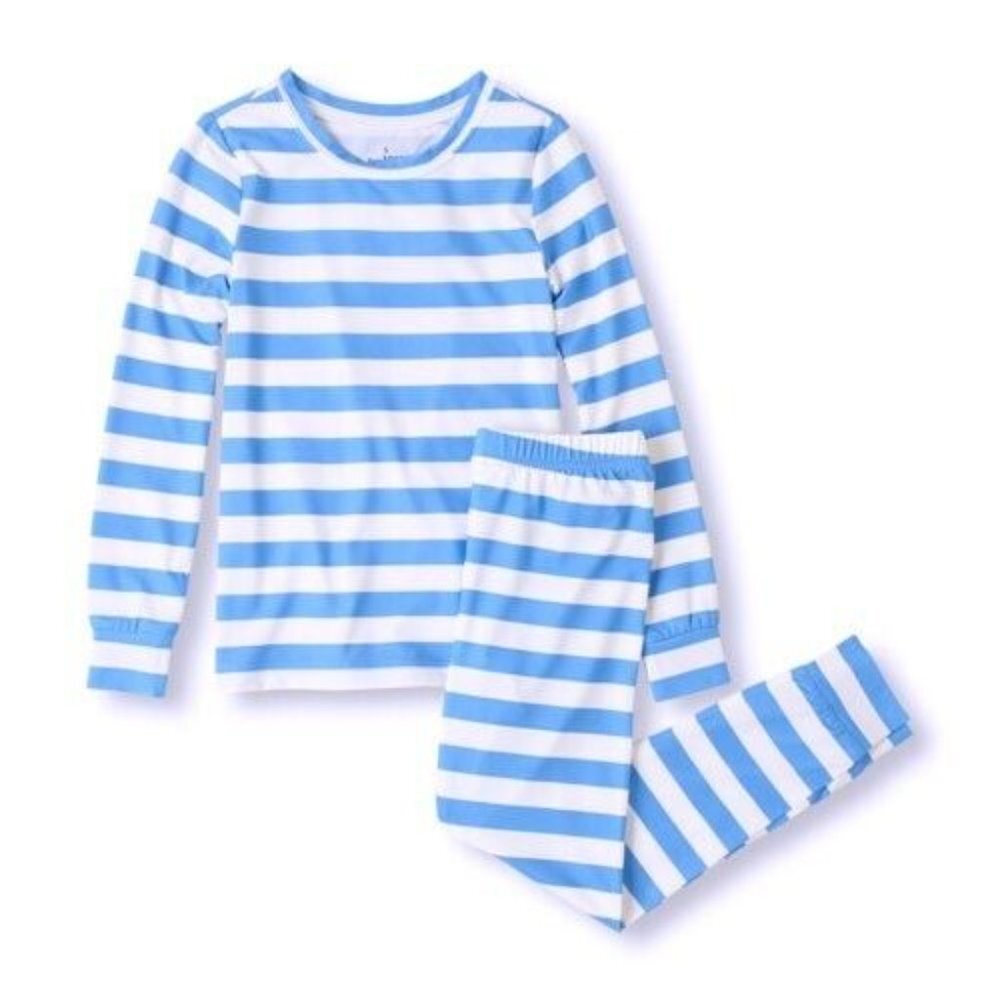 The Children's Place Boys 2 PC Blue Striped Pajama Set Long Johns Sleepw…